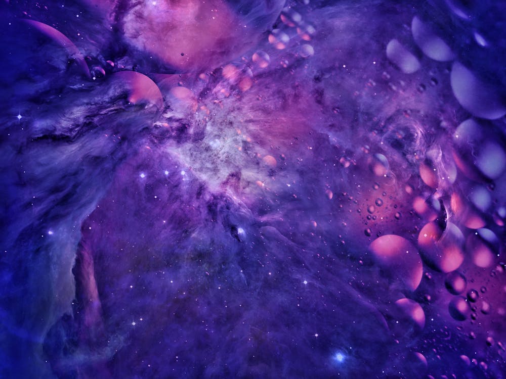 Close up Purple Shapes and Bubbles