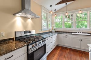 Gas range and oven in a home kitchen