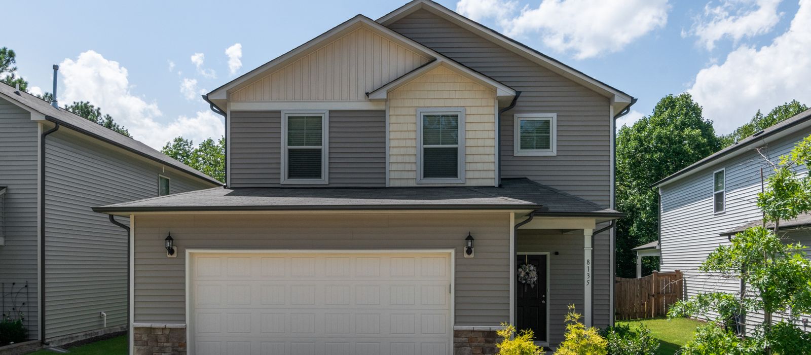 Two-story suburban home with a gable roof