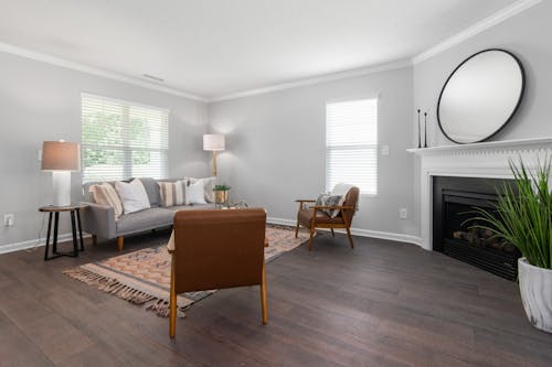 Living Room with a Couch and Fireplace