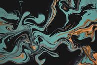 Fashionable multicolored background designing fluid art technique with green accent
