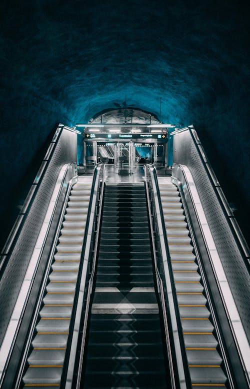 Escalators at a Subway Station