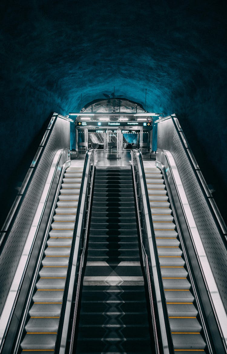 Escalators At A Subway Station