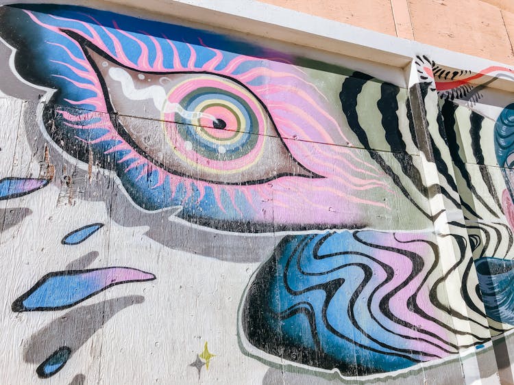 Trippy Mural With A Painting Of An Eye