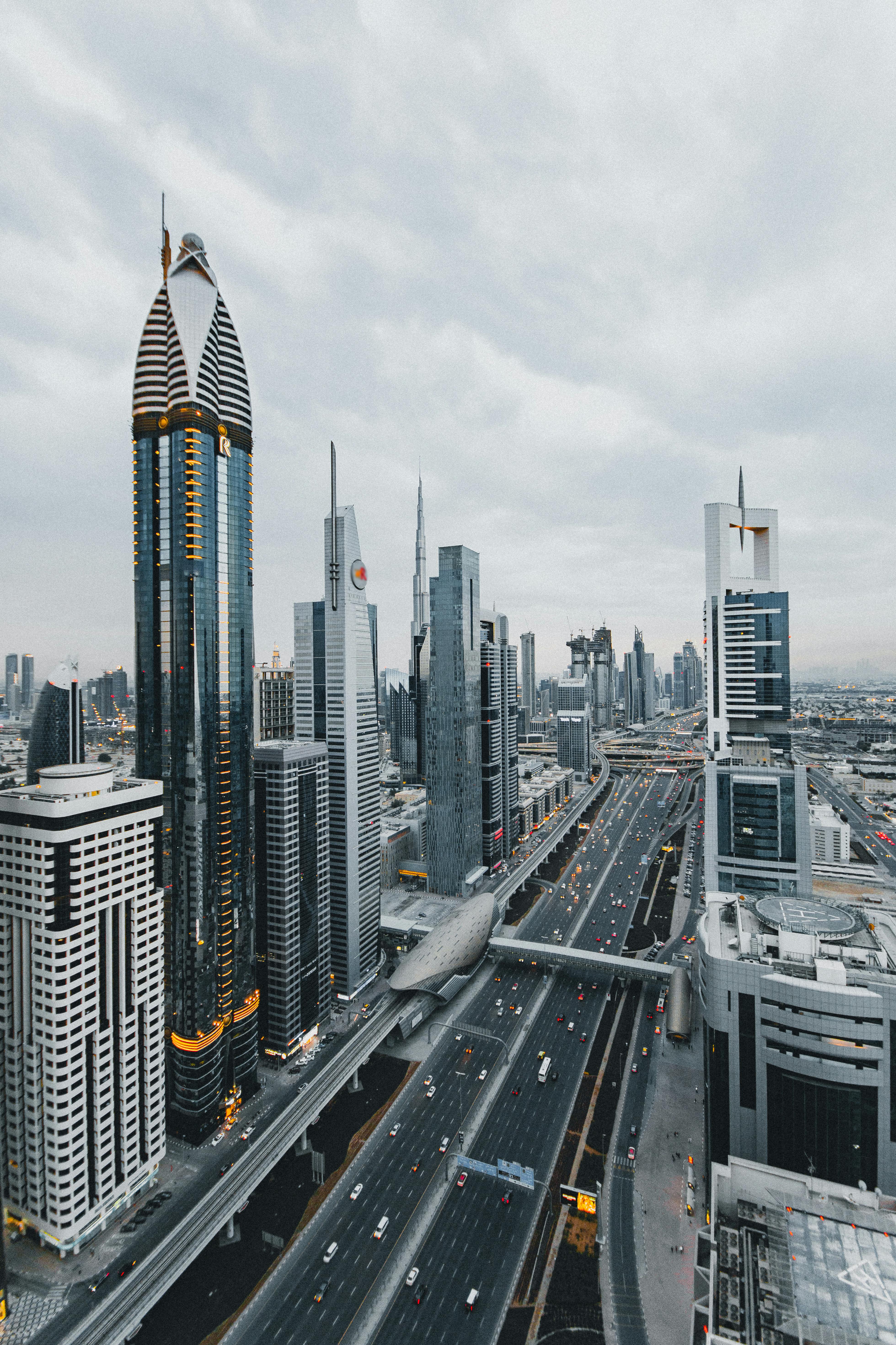 aerial view of high rise buildings