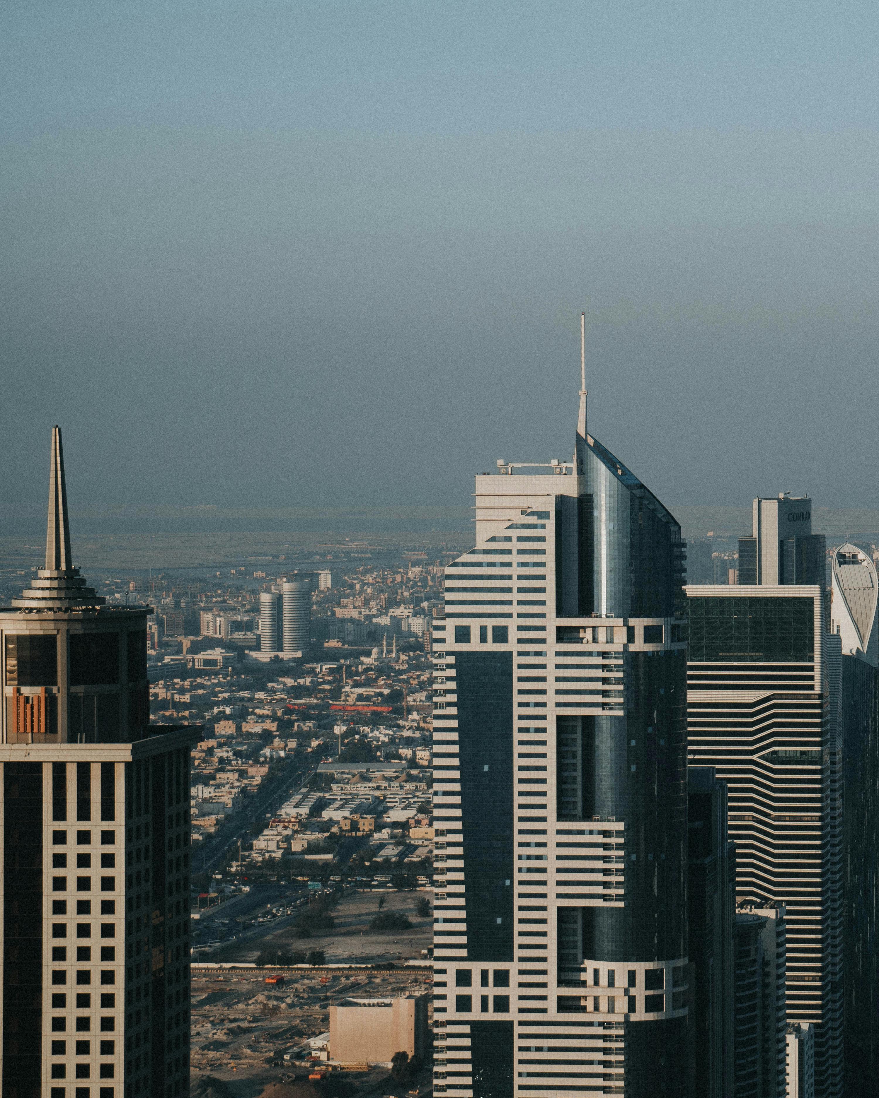 aerial view of city buildings