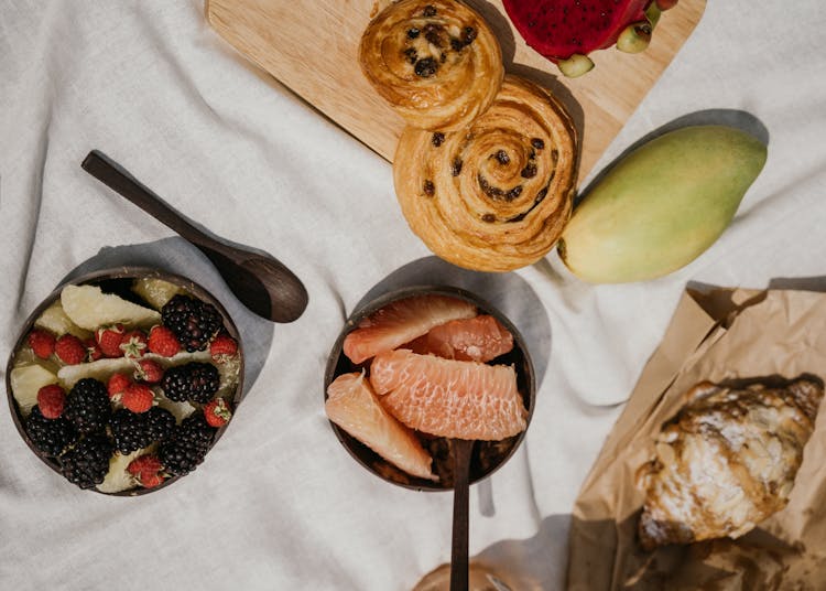 Food On White Picnic Blanket