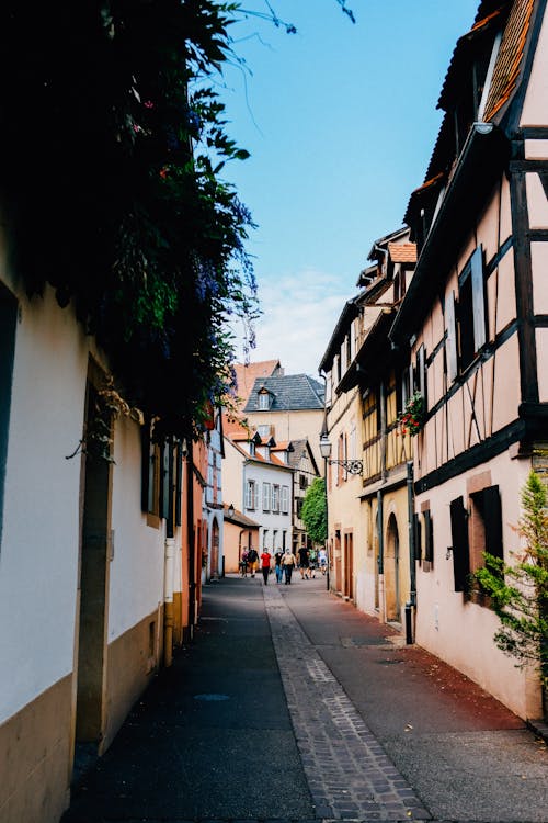 Narrow street with houses in town