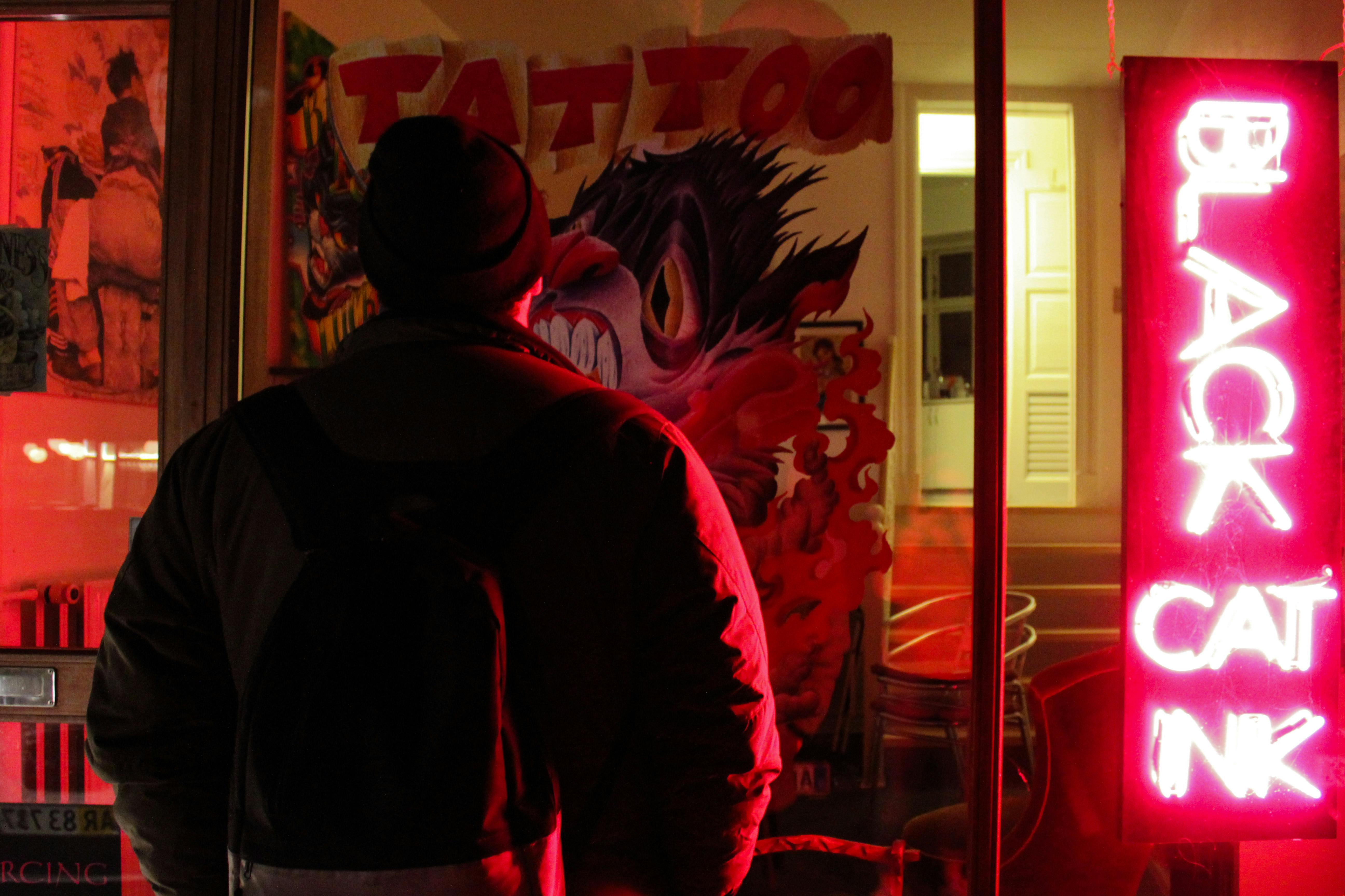 Free stock photo of man, night, red