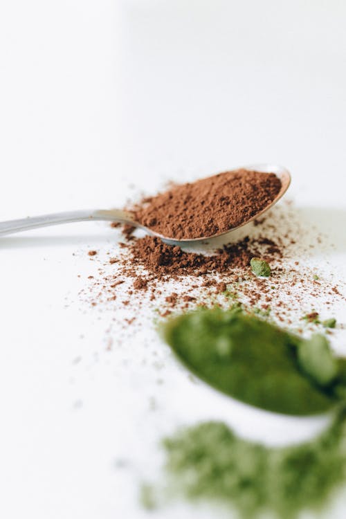 Brown Powder on Stainless Steel Spoon