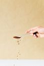 Person Holding Silver Spoon With Brown Powder