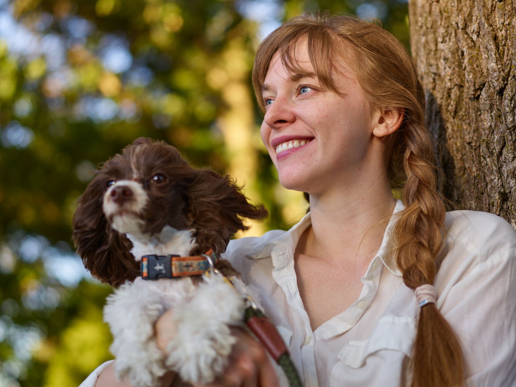 loyal dog leaning affectionately against owner showing bond
