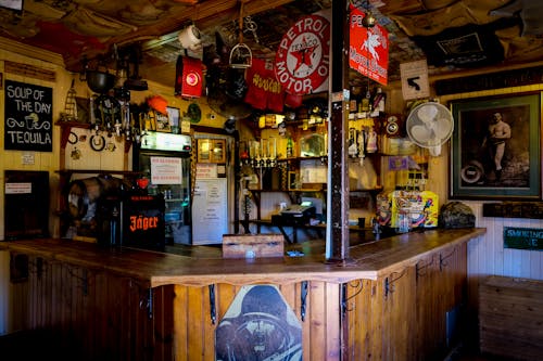 Brown Wooden Bar Counter of a Bar Cafe