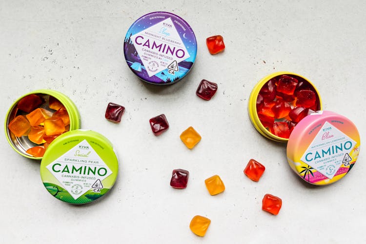 CBD Flavored Candies On Tin Containers