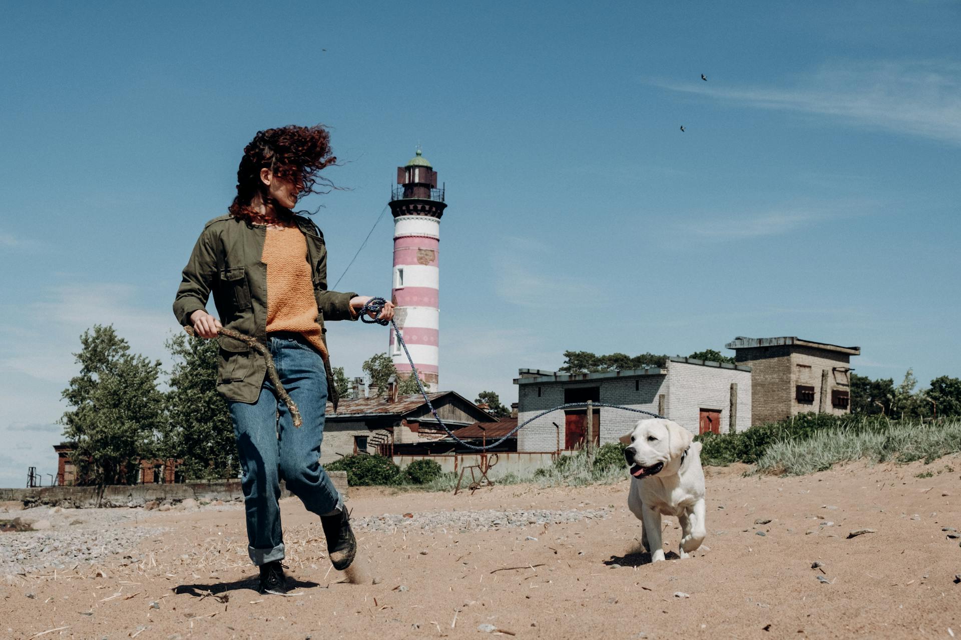 A Woman Playing with her Dog on the Beach