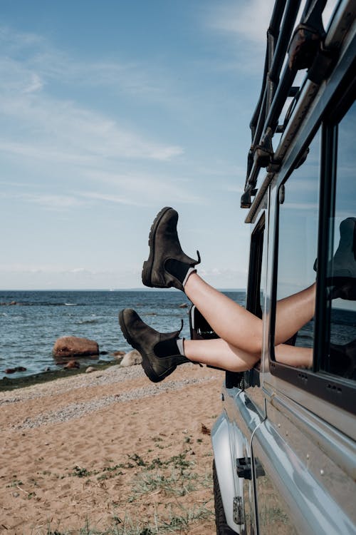 Woman Legs Sticking Out of the Car