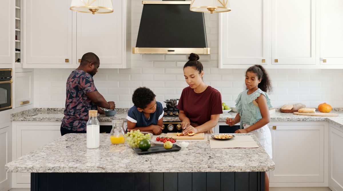Preparing a meal at home