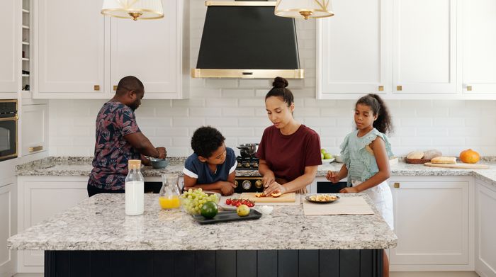 Family cooking in the kitchen
