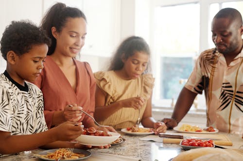 Photo of a Family Eating