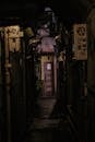 A Narrow Dark Alley in Urban Area
