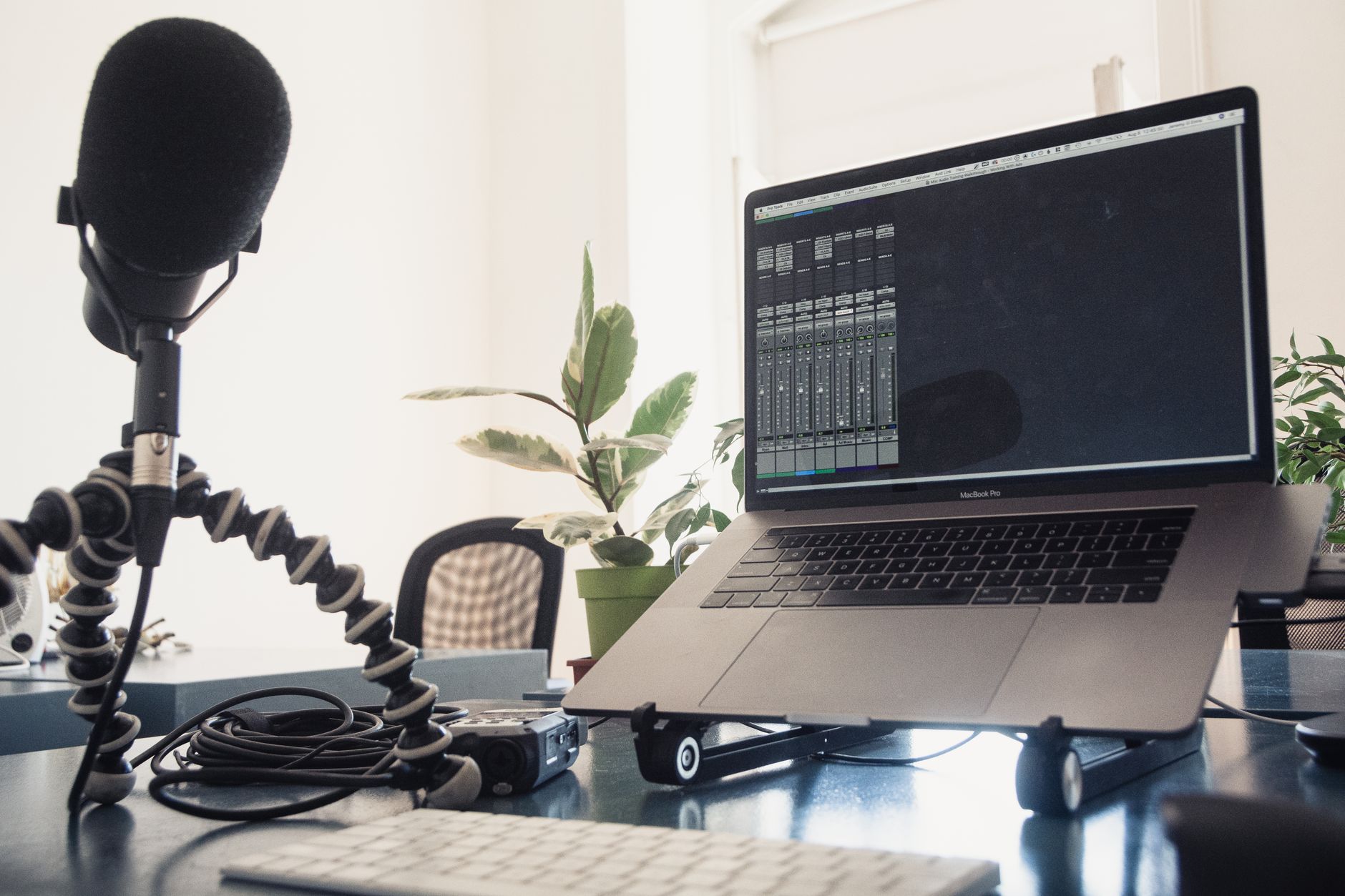 podcast studio with emergency backup recording setup