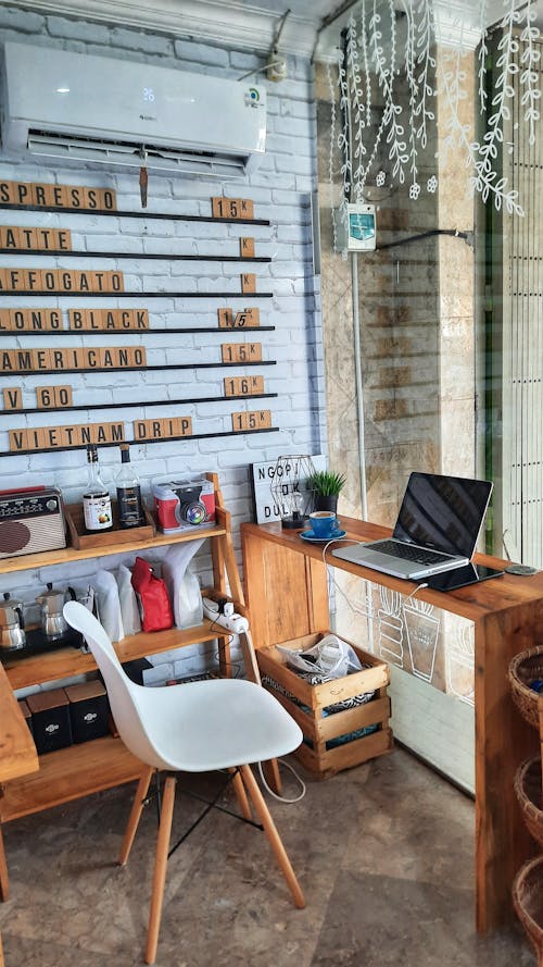 Laptop Computer on Brown Wooden Desk