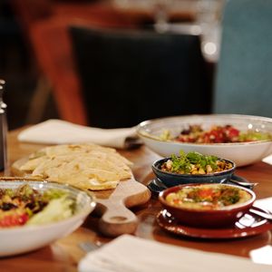 Colorful plate of food ready to serve