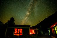 Brown Wooden House Under Starry Night