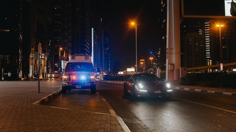 Cars On A Street At Night 