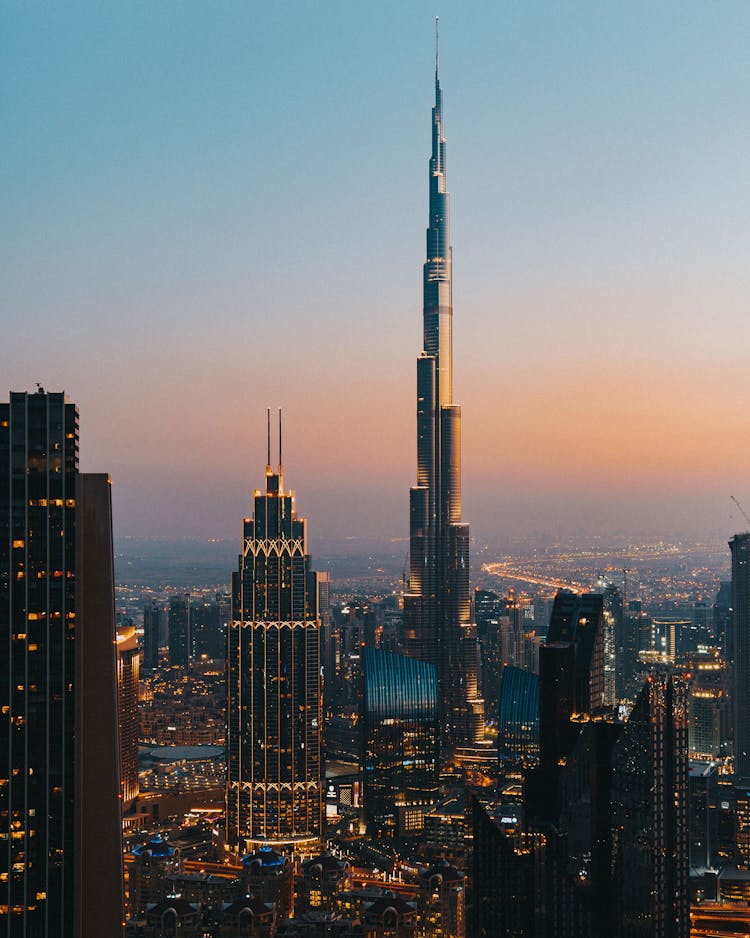 City Skyline During Night Time