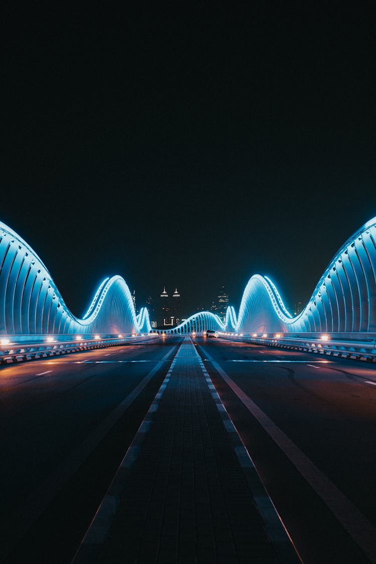 Meydan Bridge In Dubai United Arab Emirates At Night