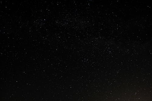 Low angle amazing view of serene night sky with numerous shiny stars glowing in darkness