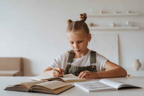 Free Little Girl Doing her Homework Stock Photo