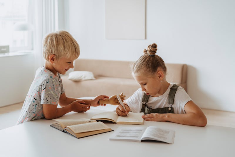 Children doing homework together