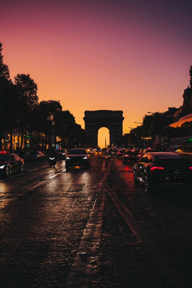 Moving Cars On The Road During Evening Time