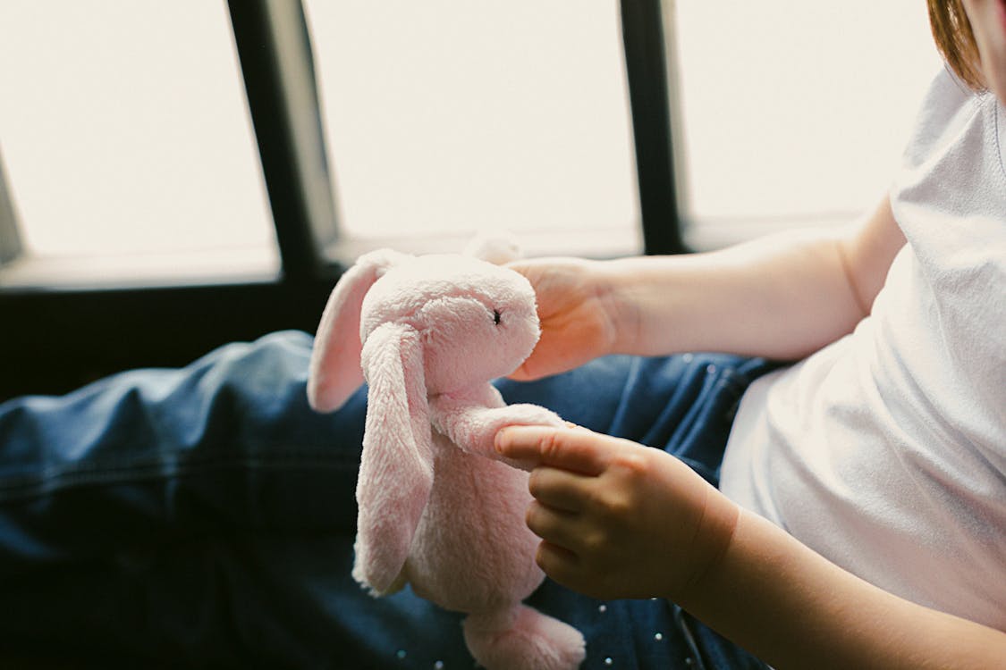 Close Up Photo of Kid Holding a Stuff Toy