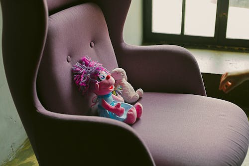 Free Stuffed Toys on a Chair Stock Photo