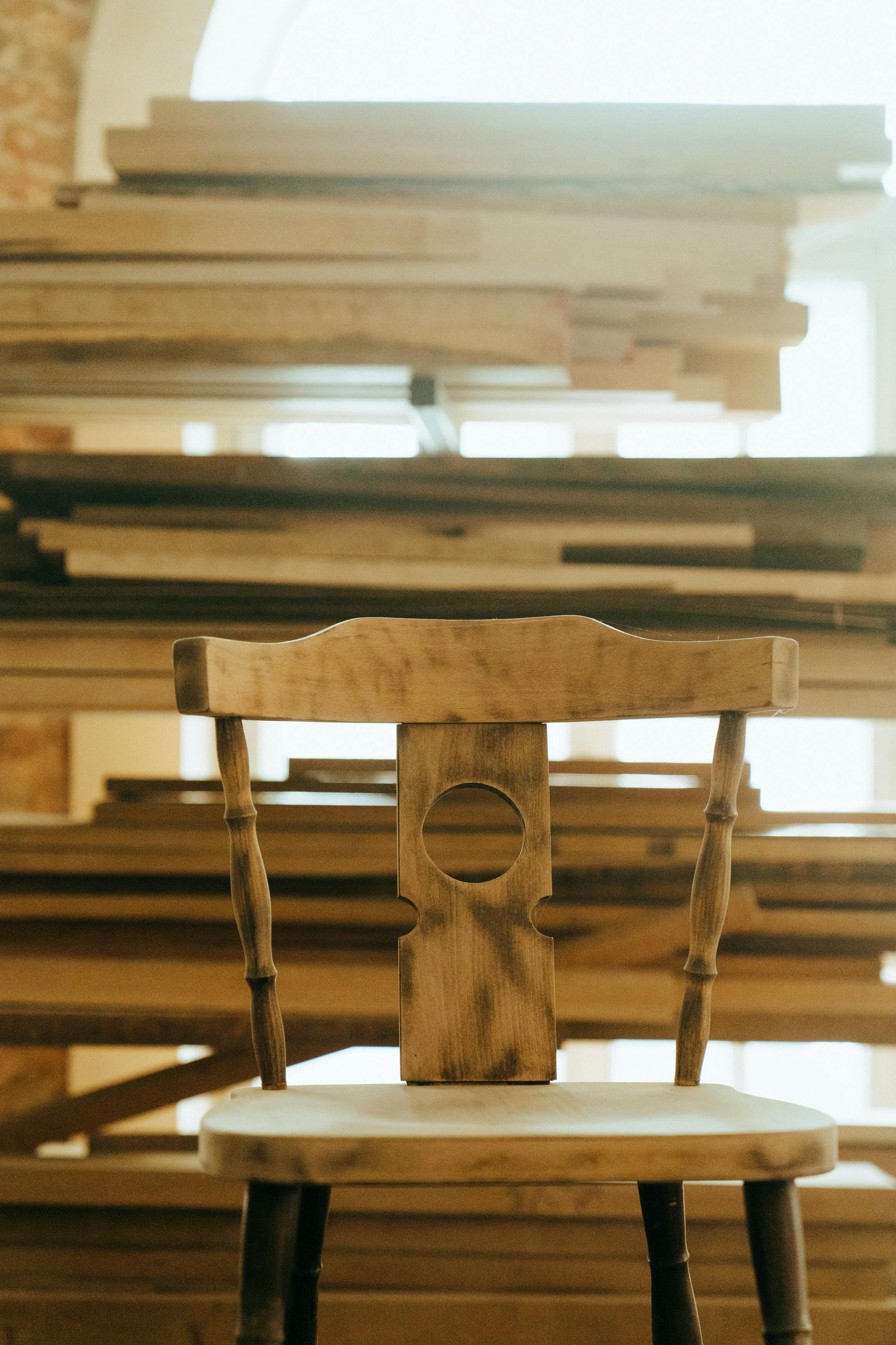 brown wooden table decor on white table