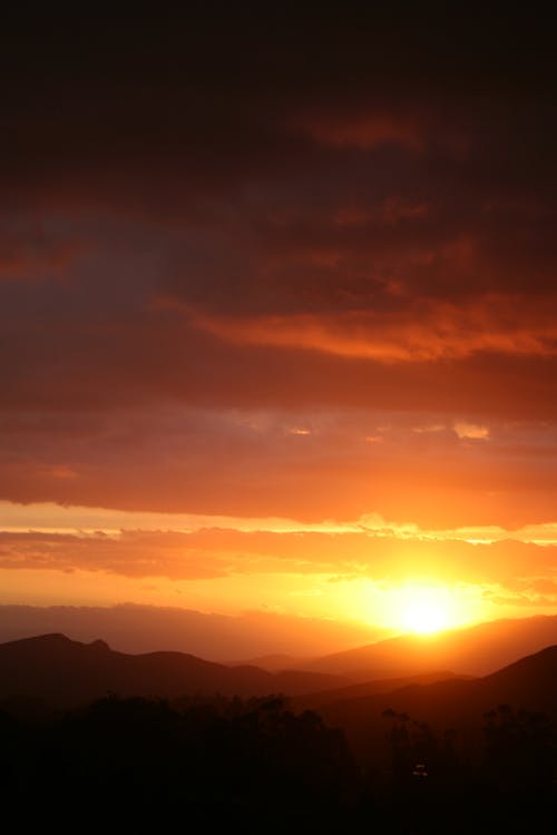 Silhouette of Mountains during Sunset