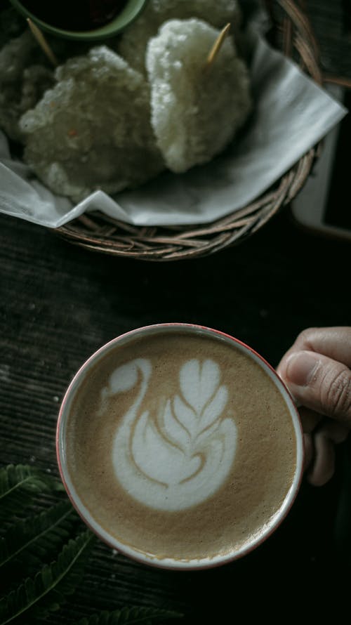 Latte Art Swan in a Cup of Coffee