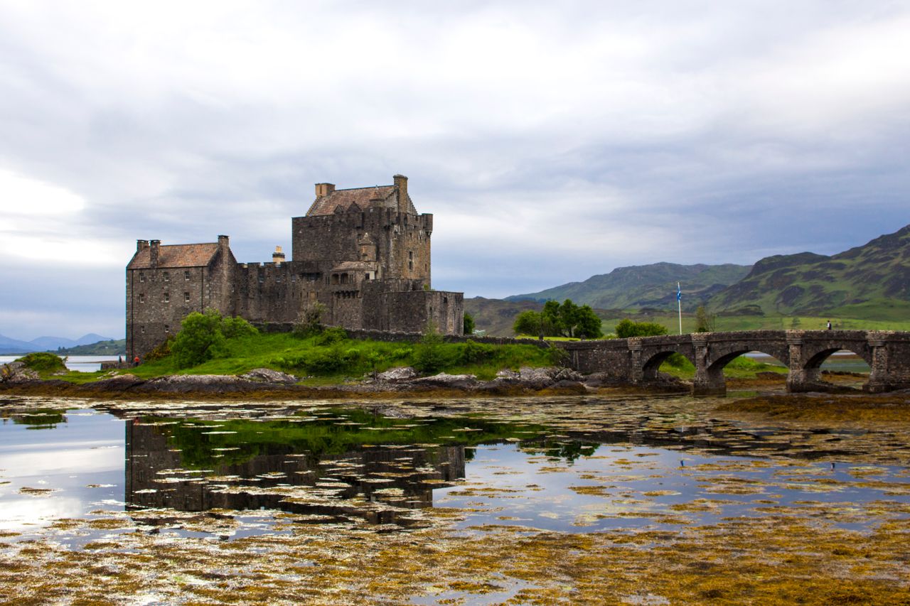 scenic view of eilean donan castle overlooking a reflective lake in sc