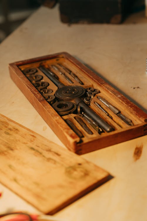 Brown Wooden Box on White Table