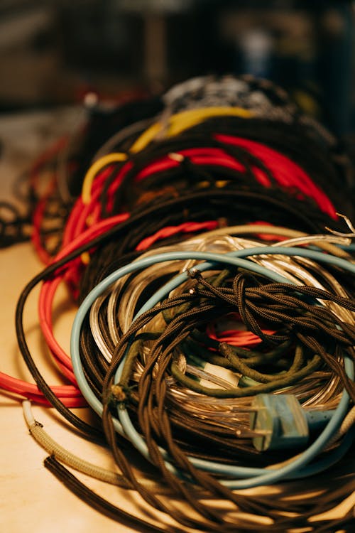 Free Green Red and Yellow Coated Wires Stock Photo
