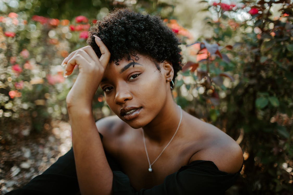 Free Woman in Black Off Shoulder Dress Stock Photo