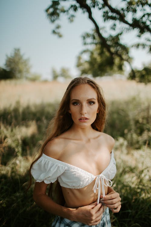 Woman in White Top