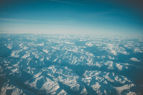 Aerial Photo of Snow Covered Mountains