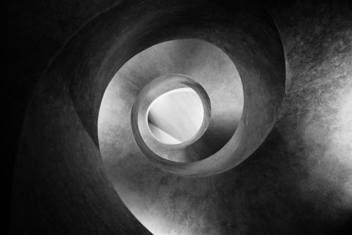 Free Top view of abstract background with spiral shaped geometric elements with curves in daylight Stock Photo