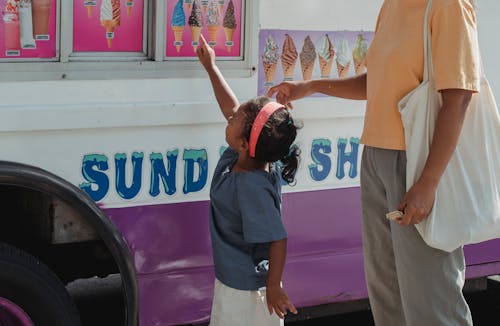 Asian girl asking for ice cream