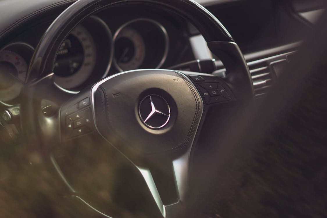 Free Steering Wheel of a Mercedes Benz Stock Photo