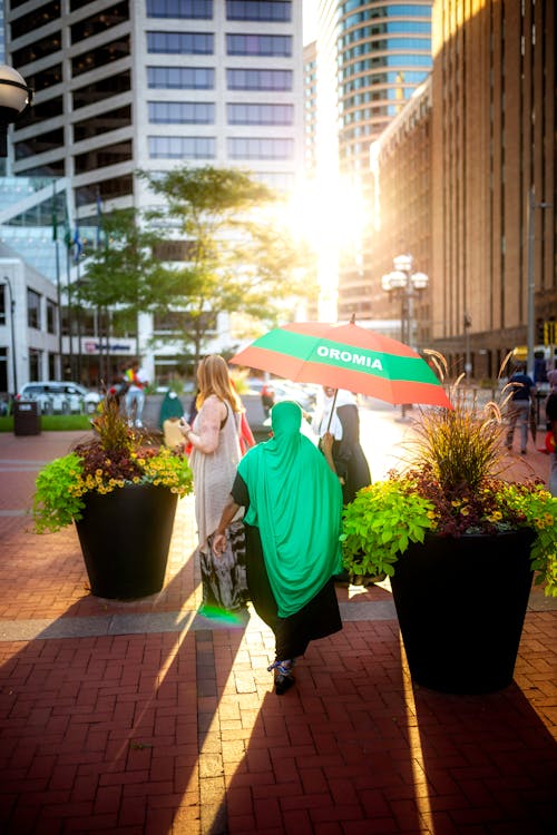 A Person Walking while Holding an Umbrella